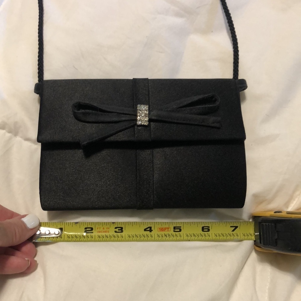 Formal, small, black satin purse - Picture 8 of 9